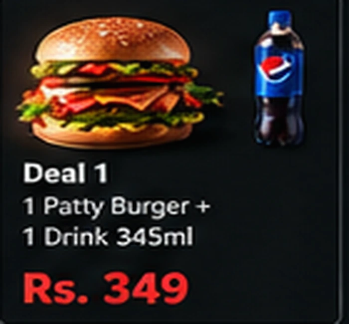 1 Patty Burger + 1 Drink 345ml