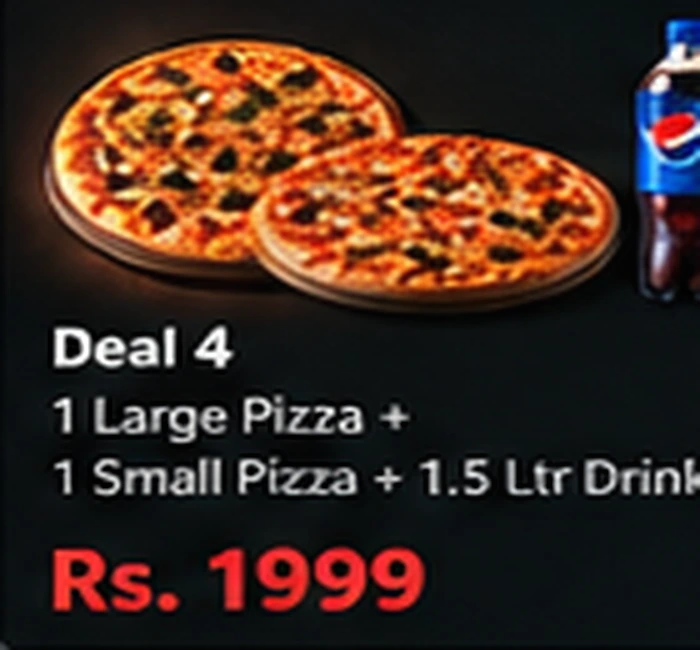 1 Large Pizza + 1 Small Pizza + 1.5 Ltr Drink